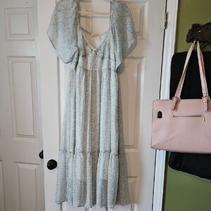 In Bloom Light Blue Floral Midi Dress